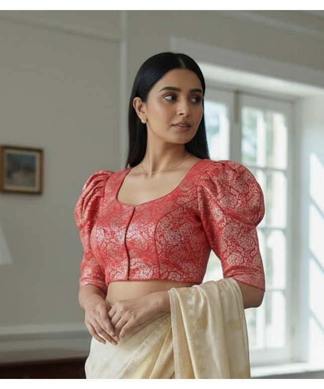 Red-silver blouse