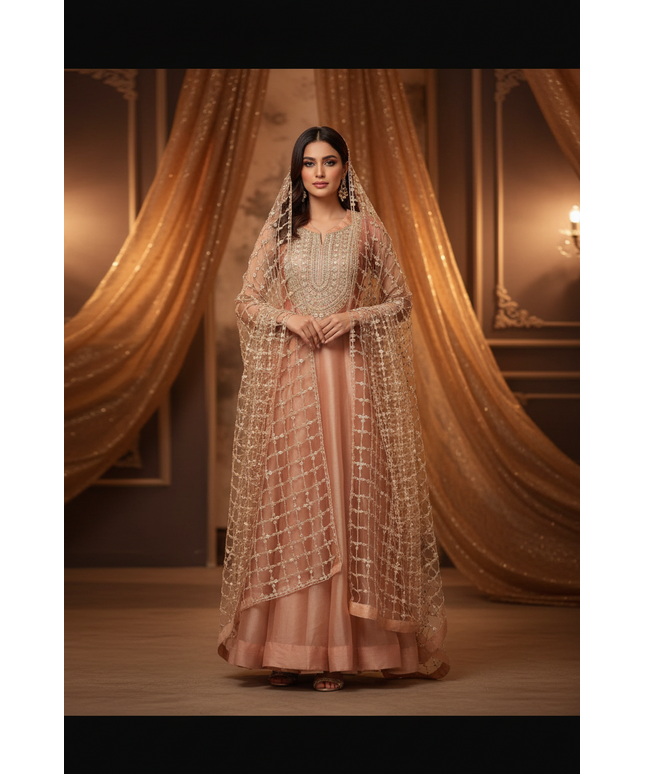 Tissue silk Anarkali set
