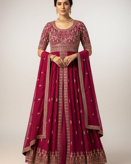 Dark pink Anarkali set