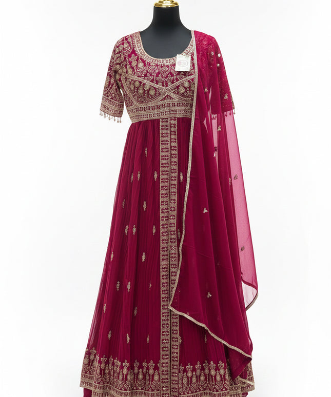 Dark pink Anarkali set
