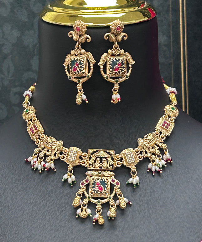 Antique finish necklace set