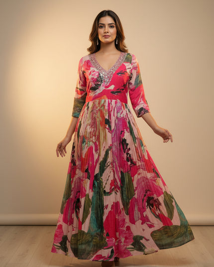 Crape silk long kurti