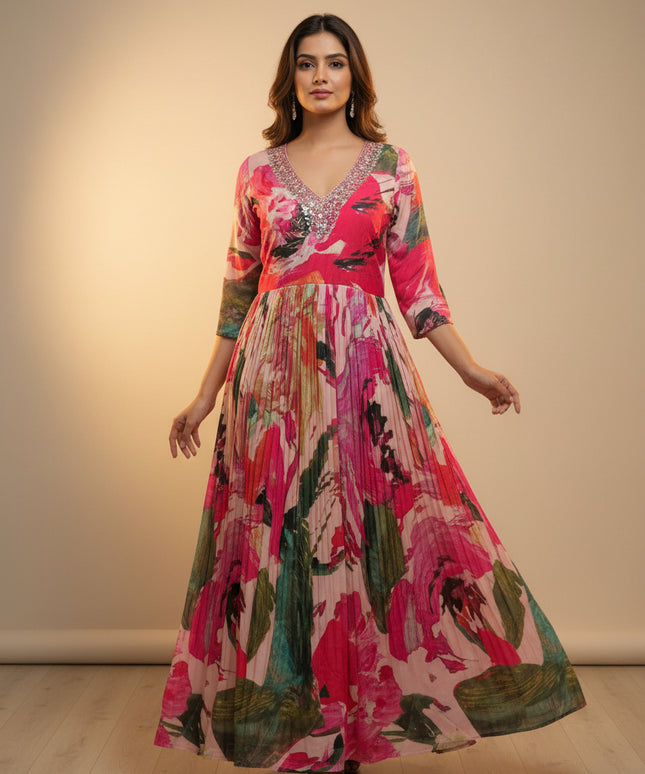 Crape silk long kurti