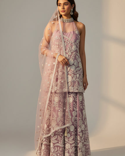 Lilac purple sharara suit