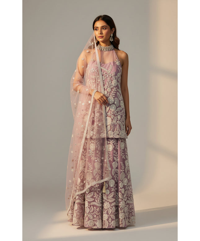 Lilac purple sharara suit