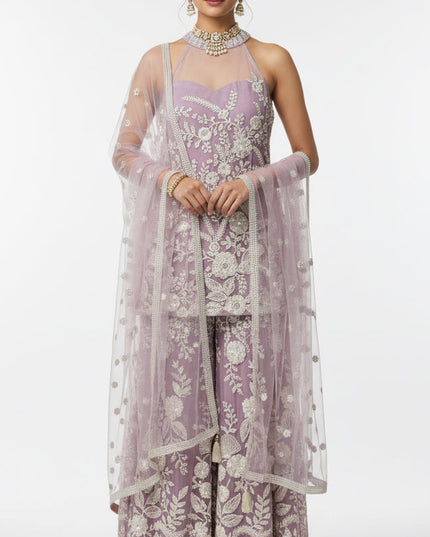 Lilac purple sharara suit