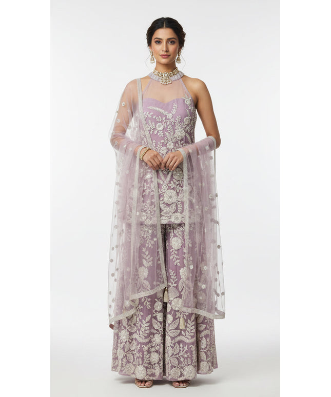 Lilac purple sharara suit
