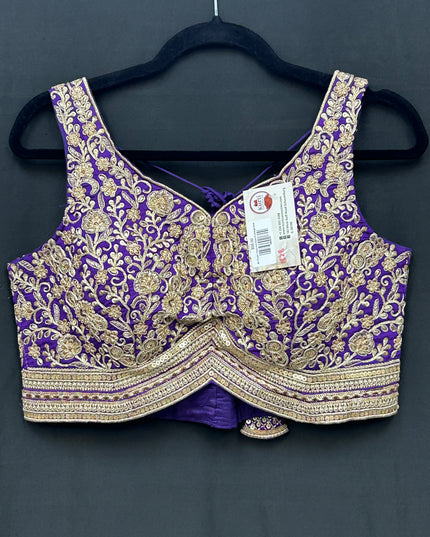 Purple blouse with gold embroidery