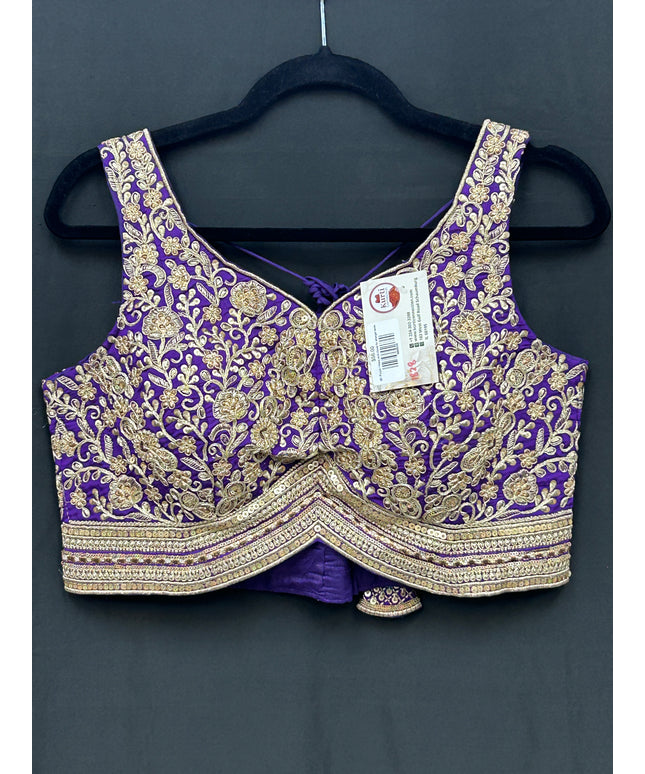 Purple blouse with gold embroidery