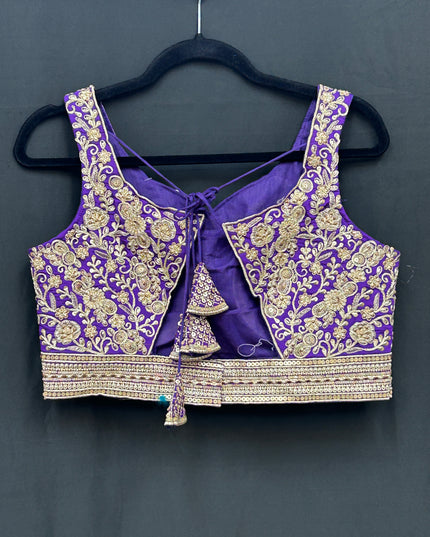 Purple blouse with gold embroidery