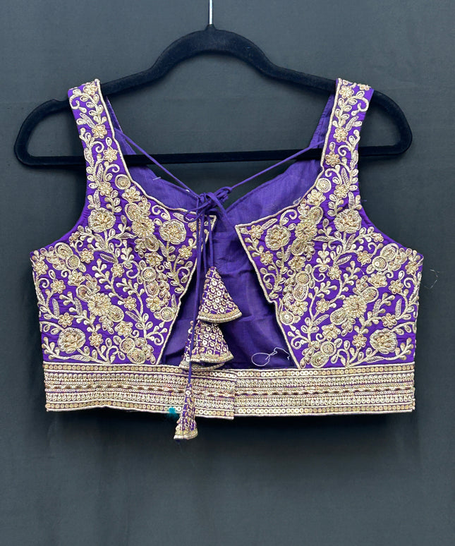 Purple blouse with gold embroidery
