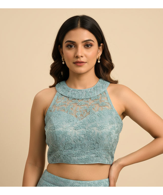 Halter neck blouse : ice blue