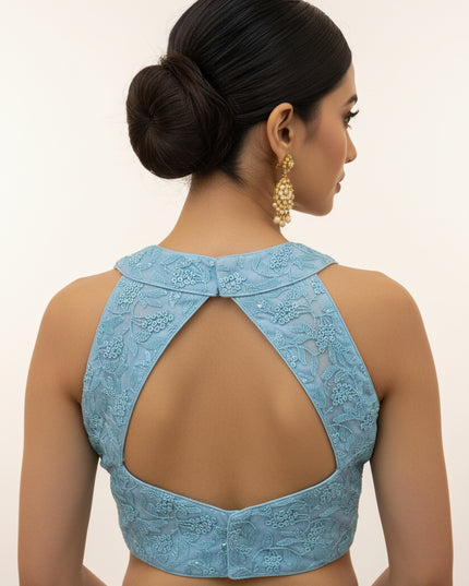 Halter neck blouse : ice blue