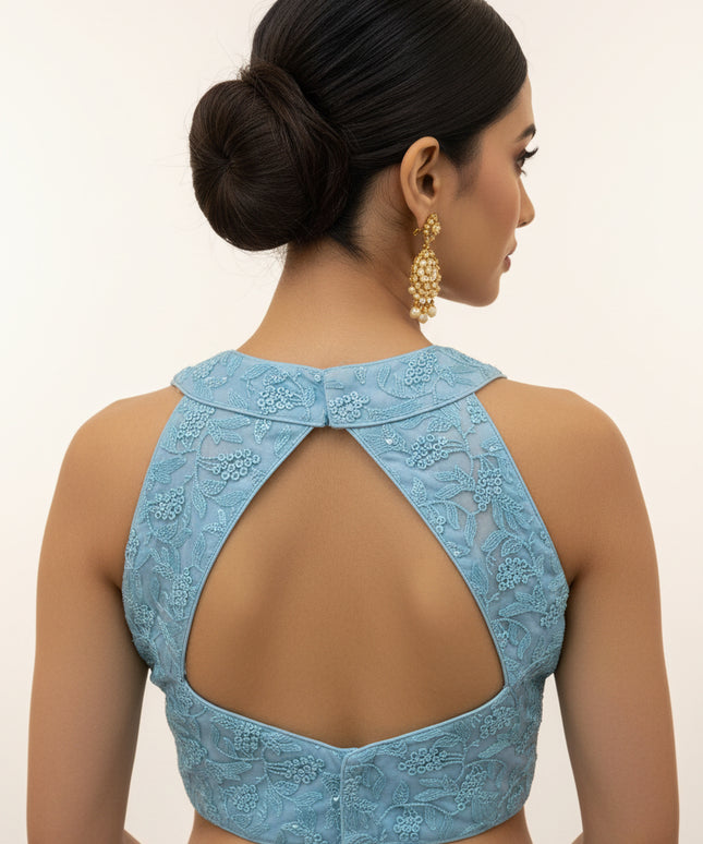Halter neck blouse : ice blue