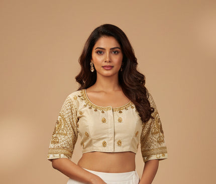 Off white : light gold blouse