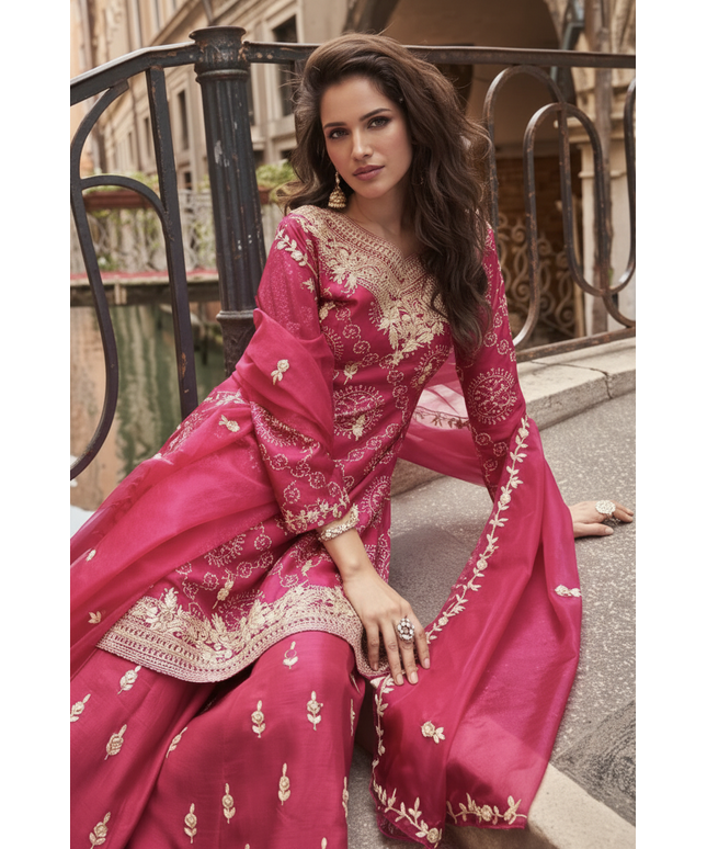 Pink sharara suit