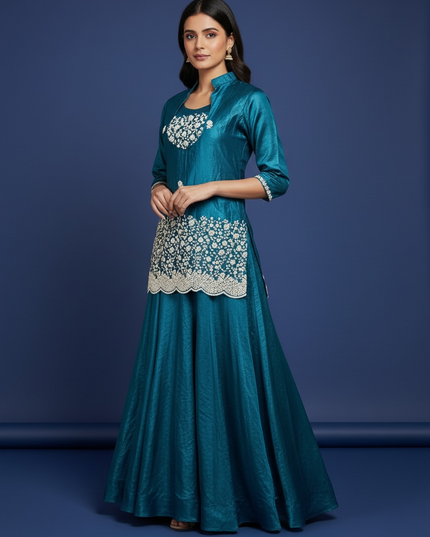 Tissue silk sharara suit