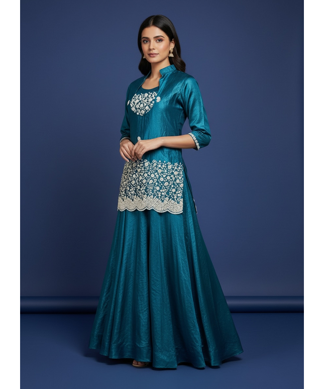 Tissue silk sharara suit