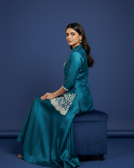 Tissue silk sharara suit