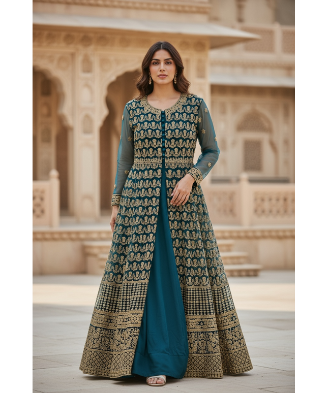 Party wear long gown by Kurti Connection USA