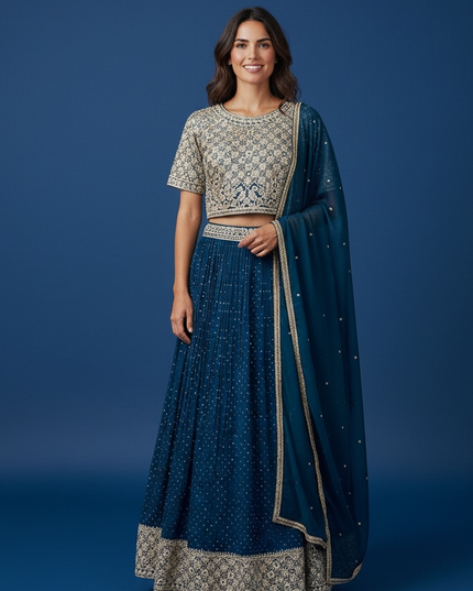 Chinon silk Lehenga set