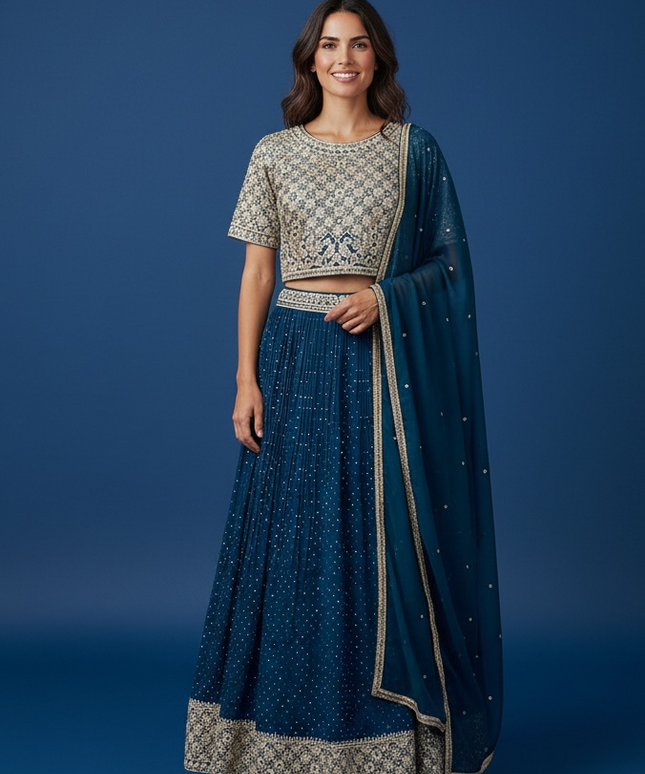 Chinon silk Lehenga set