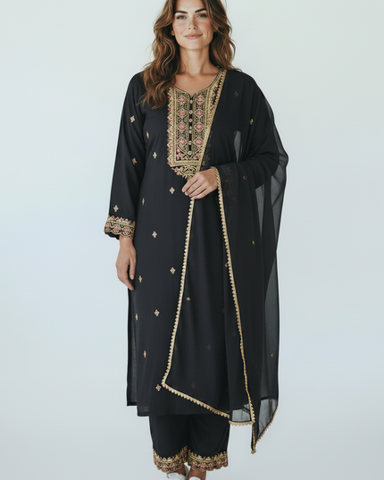 Rayon salwar suit : black