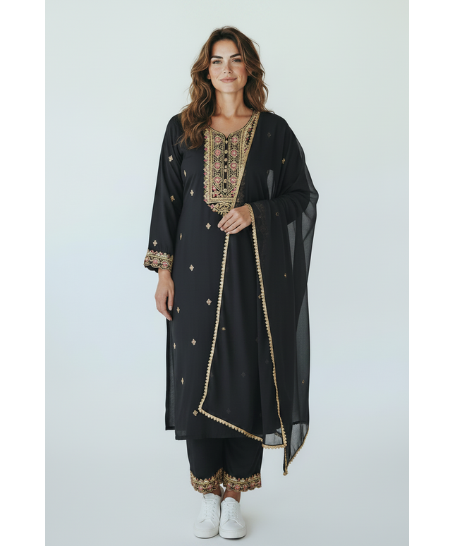 Rayon salwar suit : black