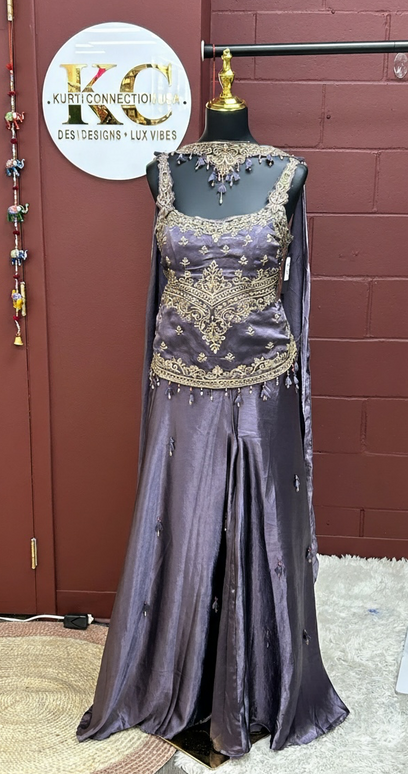 Satin silk sharara set