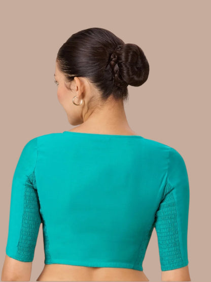 Strechable blouse : teal blue by Kurti Connection USA