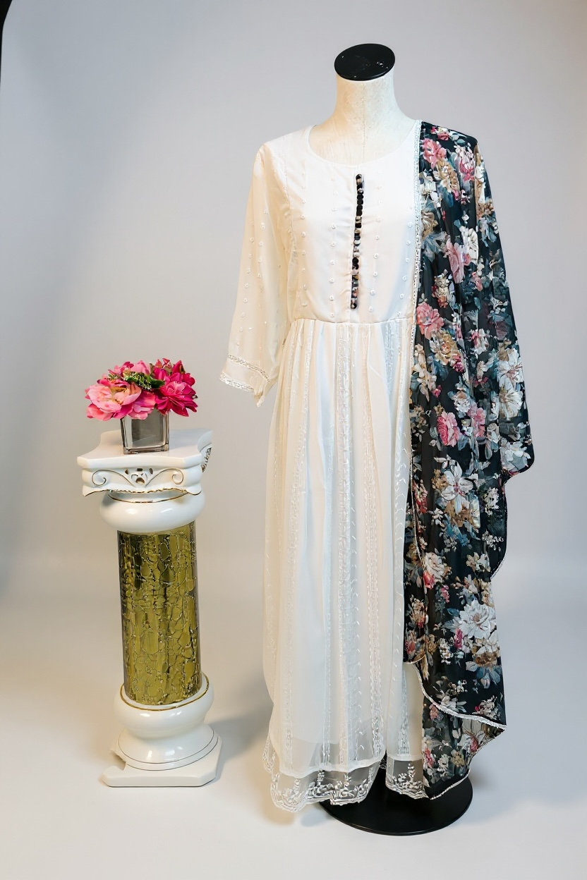 Chiffon long Kurti with dupatta by Kurti Connection USA
