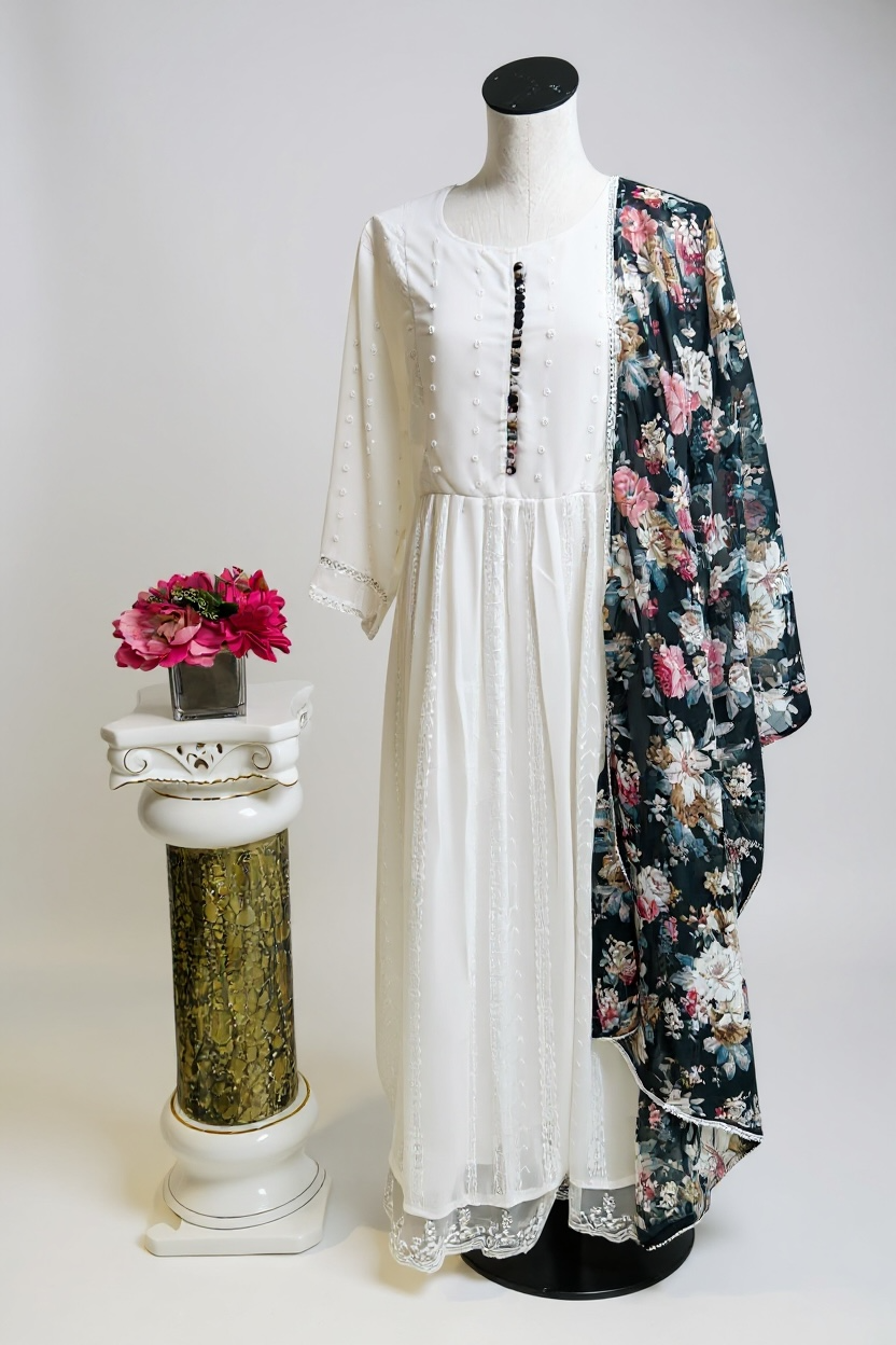 Chiffon long Kurti with dupatta by Kurti Connection USA