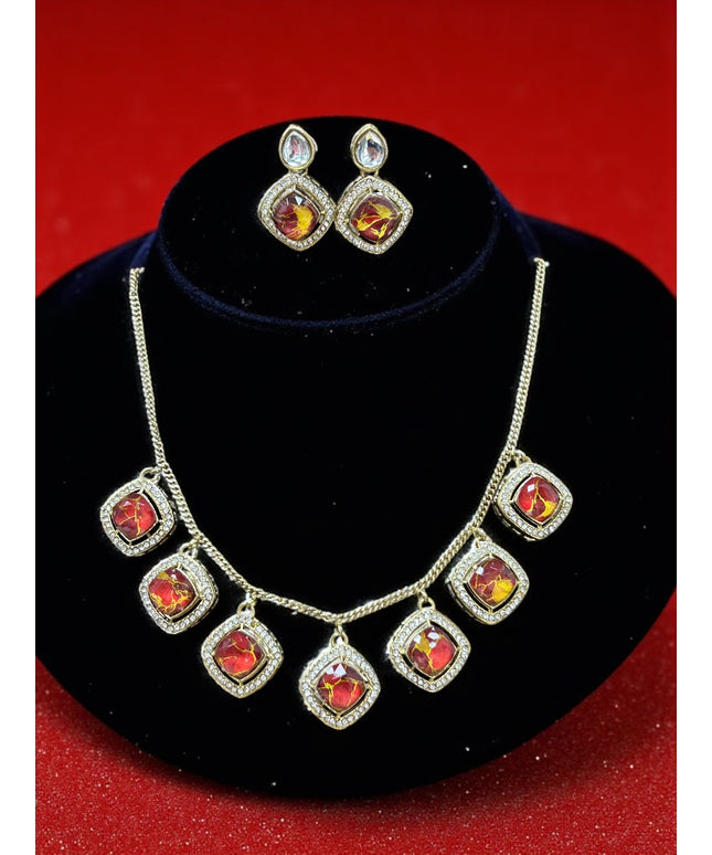 Fire stone necklace - Kurti Connection USA