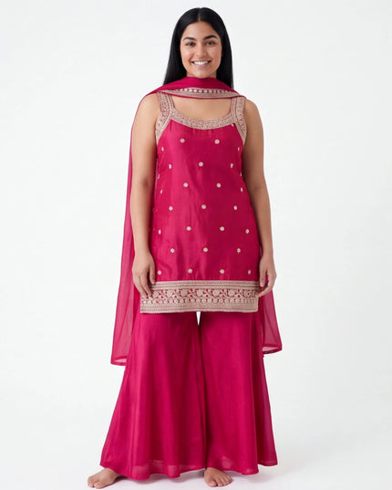Dark pink sharara suit