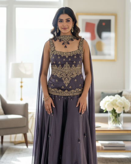 Satin silk sharara set