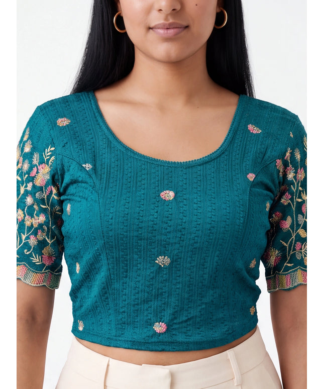 Peacock green Strechable blouse
