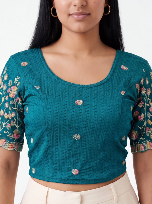 Peacock green Strechable blouse