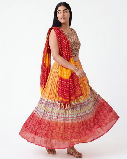 Bandhani legenga choli set : Garba