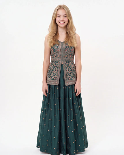 Lehenga set for girls with long top