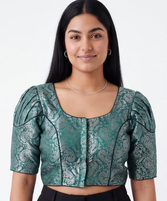 Green - silver blouse
