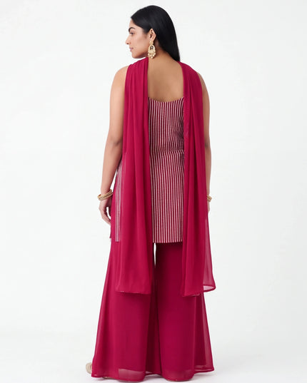Dark pink sharara set