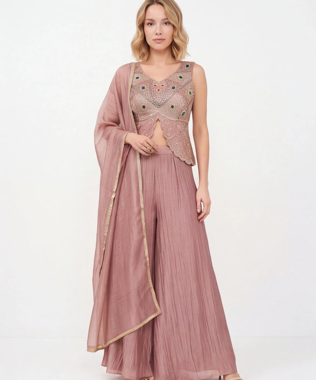 Stone embellished sharara set