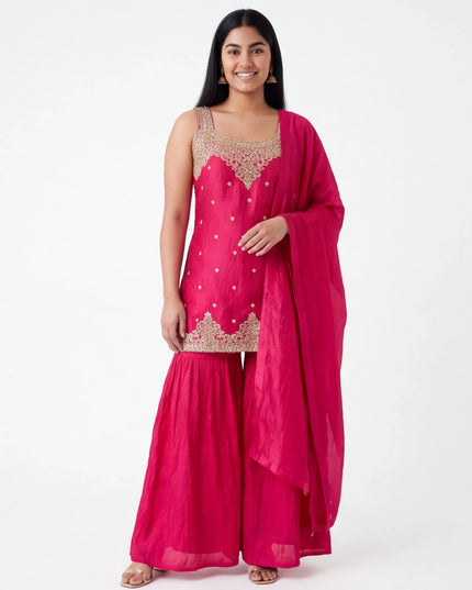 Dark pink sharara suit