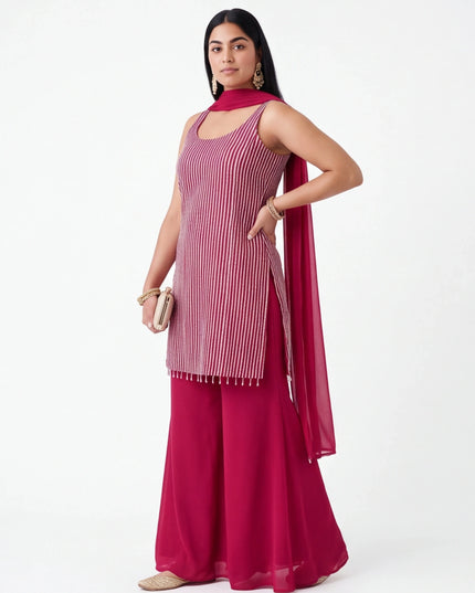 Dark pink sharara set