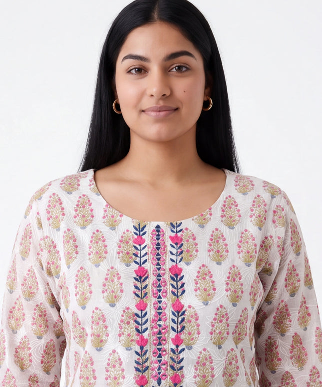 Cotton chikankari kurti