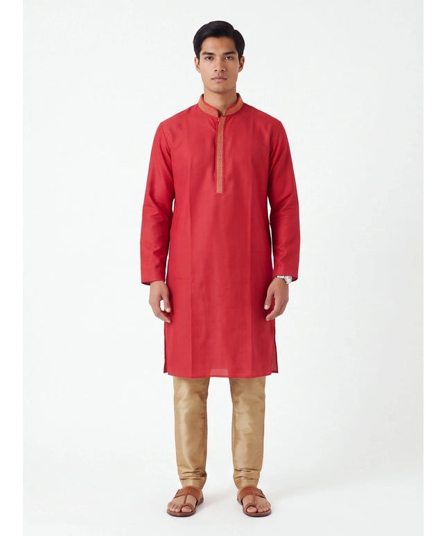 Red mens kurta set
