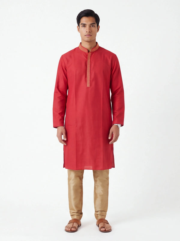 Red mens kurta set