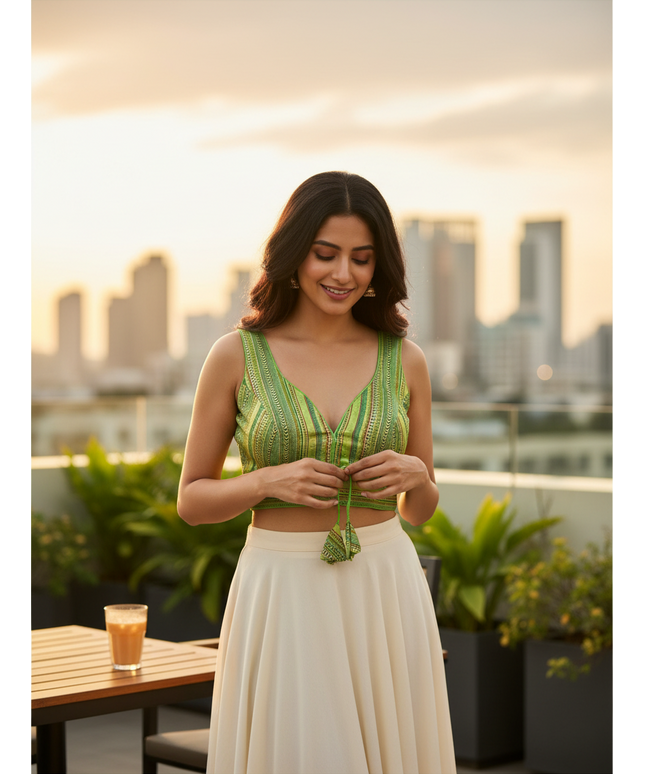 Parrot green color blouse