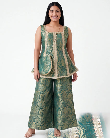 Jacquard silk Plazzo set