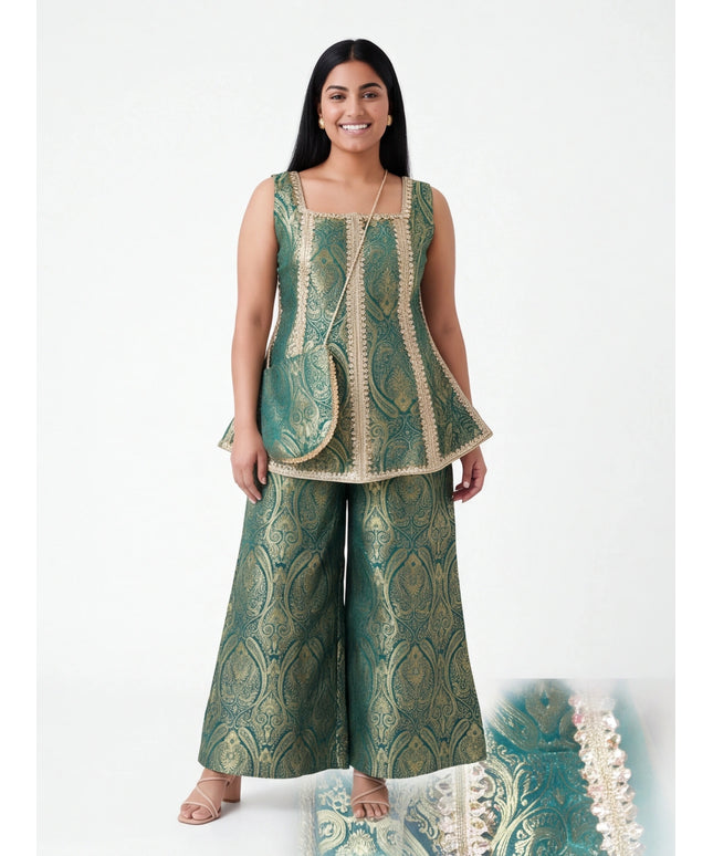 Jacquard silk Plazzo set